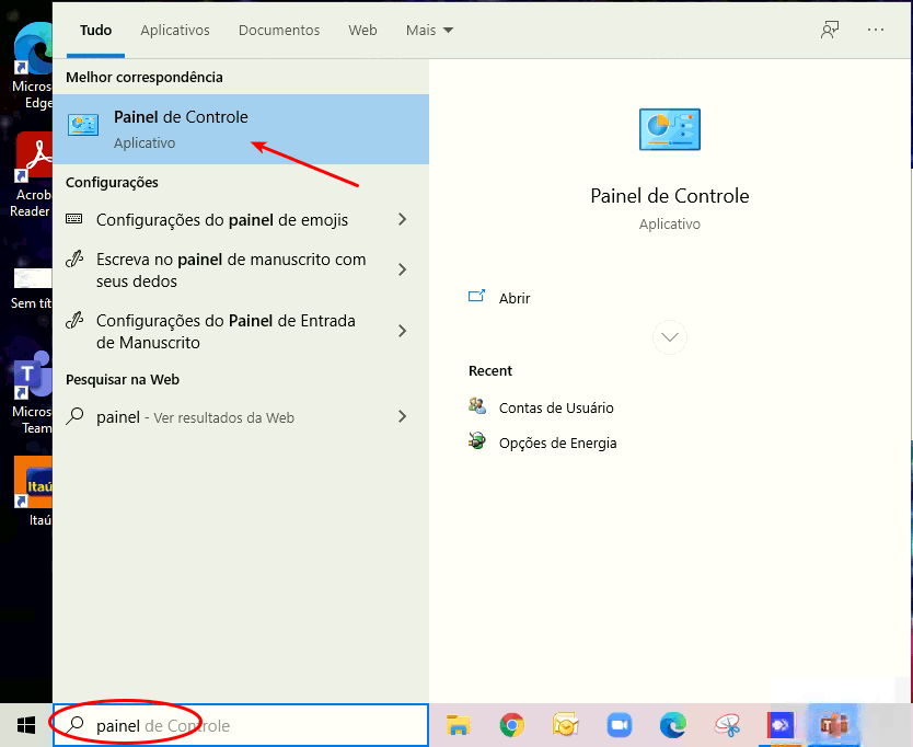 Criar usuários no Windows 10 1 Localizar Painel de Controle