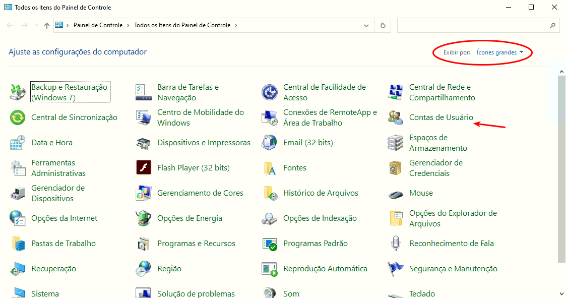 Contas de usuários no Windows 10