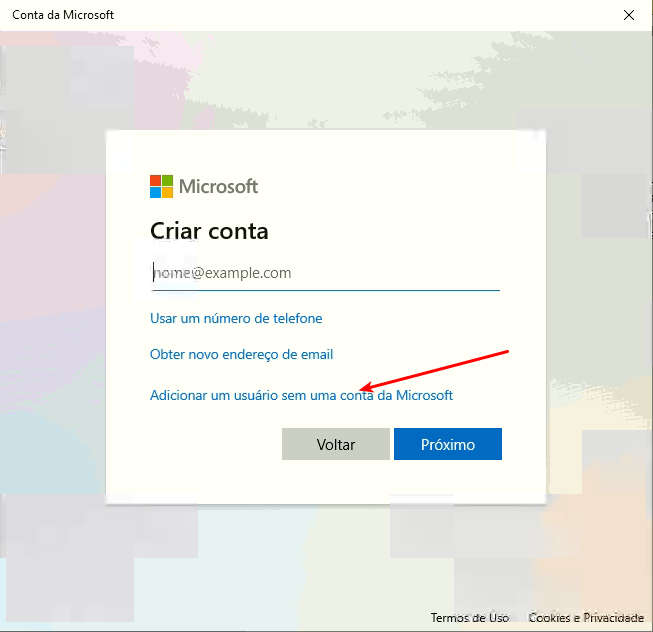 Adicionar um usuário sem uma conta da Microsoft