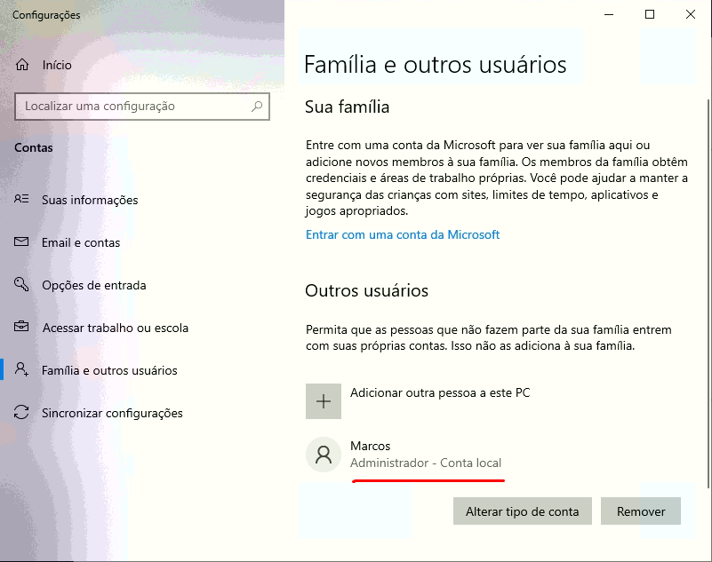 Criar usuários no Windows 10 11 Usuário criado