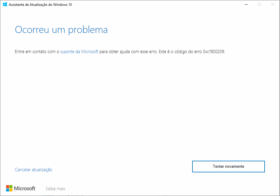 Erro 0xc1900209 ao atualizar Windows 10 versão 2004 1 Erro 0xc1900209 ao atualizar para a versão 2004 do Windows 10