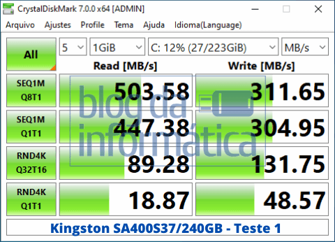 Análise do SSD Kingston SA400S37240G 1