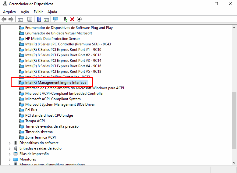 Notebook não desliga -  Intel Management Engine Interface