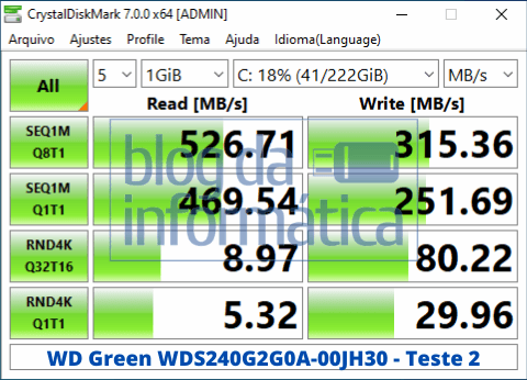 Análise do SSD WD Green WDS240G2G0A 2 Análise do SSD WD Green WDS240G2G0A 2