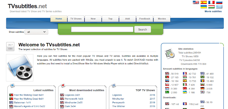 Melhores sites para Baixar Legendas na Internet 3 site TV subtitles.net