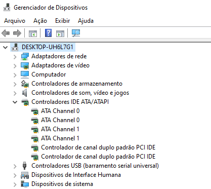 Controladores IDE no gerenciador