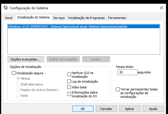 Windows 10: Alterar de IDE para AHCI 7 Msconfig - Inicialização normal
