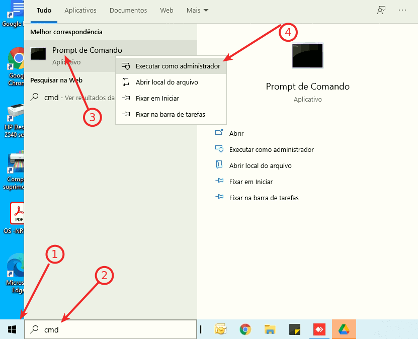 Localizar CMD e executar como administrador