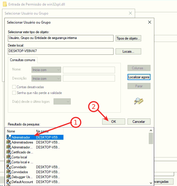 Iniciar > Configurações Selecionar o usuário