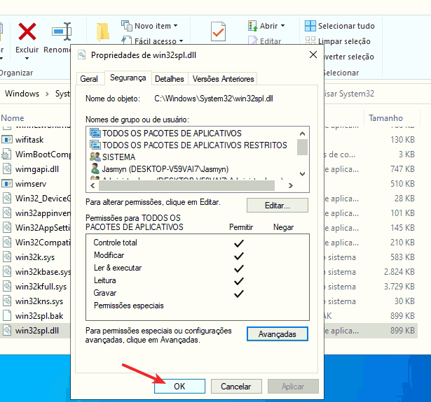 Iniciar > Configurações Confirmar todas as alterações