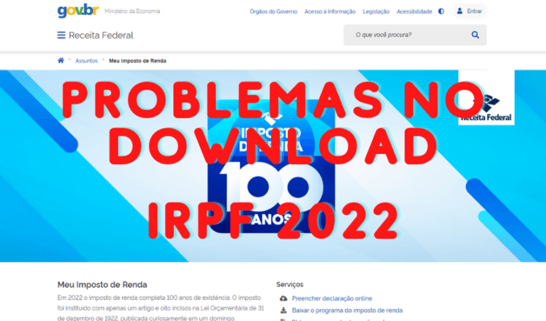 Problemas no Download IRPF 2022 site da receita
