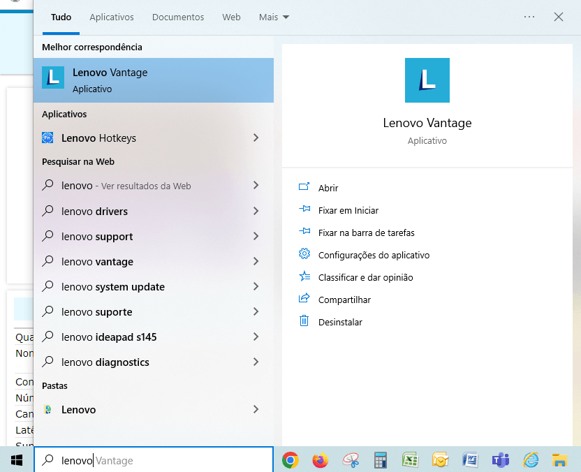 Buscar app Lenovo Vantage