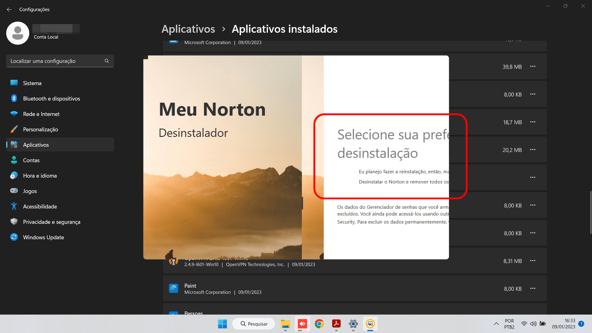 Remover Norton no método convencional