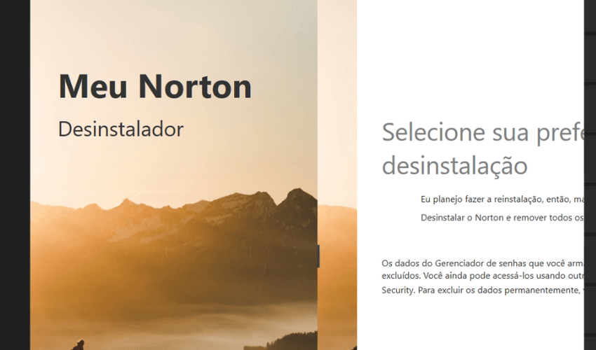 Não consigo acessar o botão para desinstalar o Norton Security