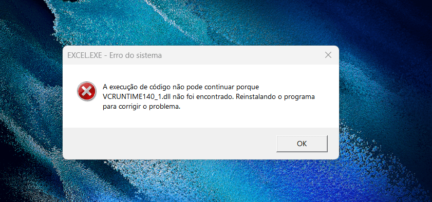 Mensagem de erro do VCRUNTIME140_1.dll