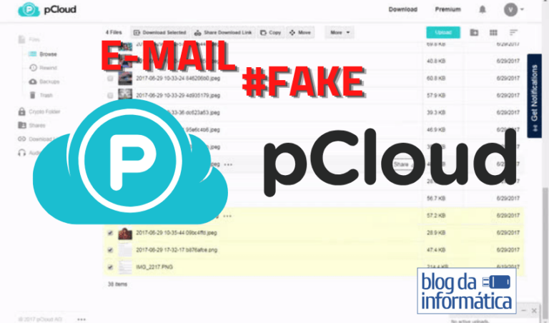 E-mail fake do p-cloud - destaque
