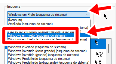 Ponteiro do mouse Selecionar o Windows em Preto