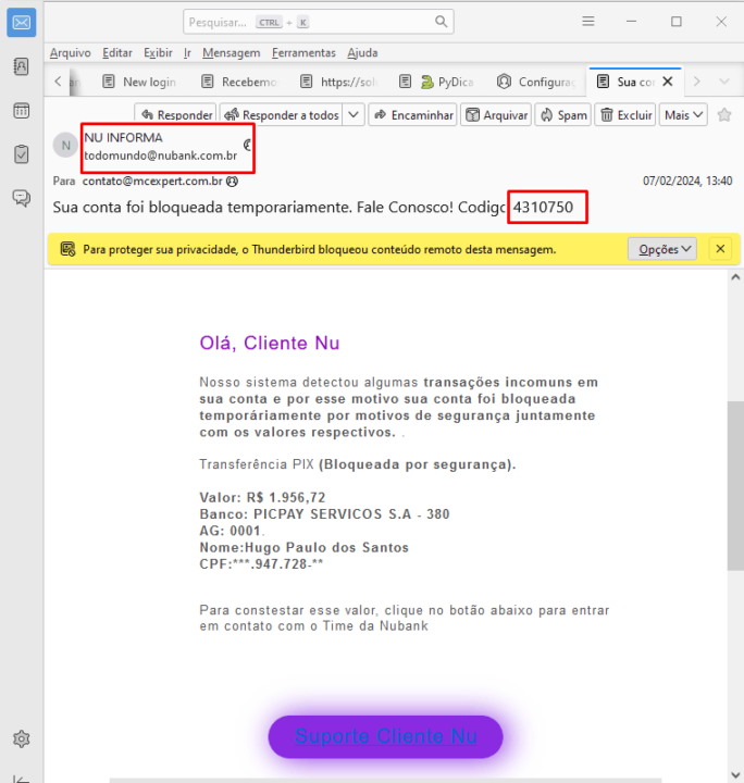 Email Falso da Nubank: Como se Proteger 1 Conteúdo do e-mail falso da Nubank e como se proteger