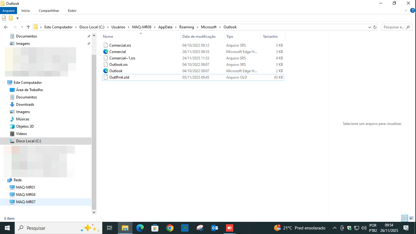 Quando o Outlook não tem pré-visualização de impressão 3 Arquivo OUTLPRNT renomeado