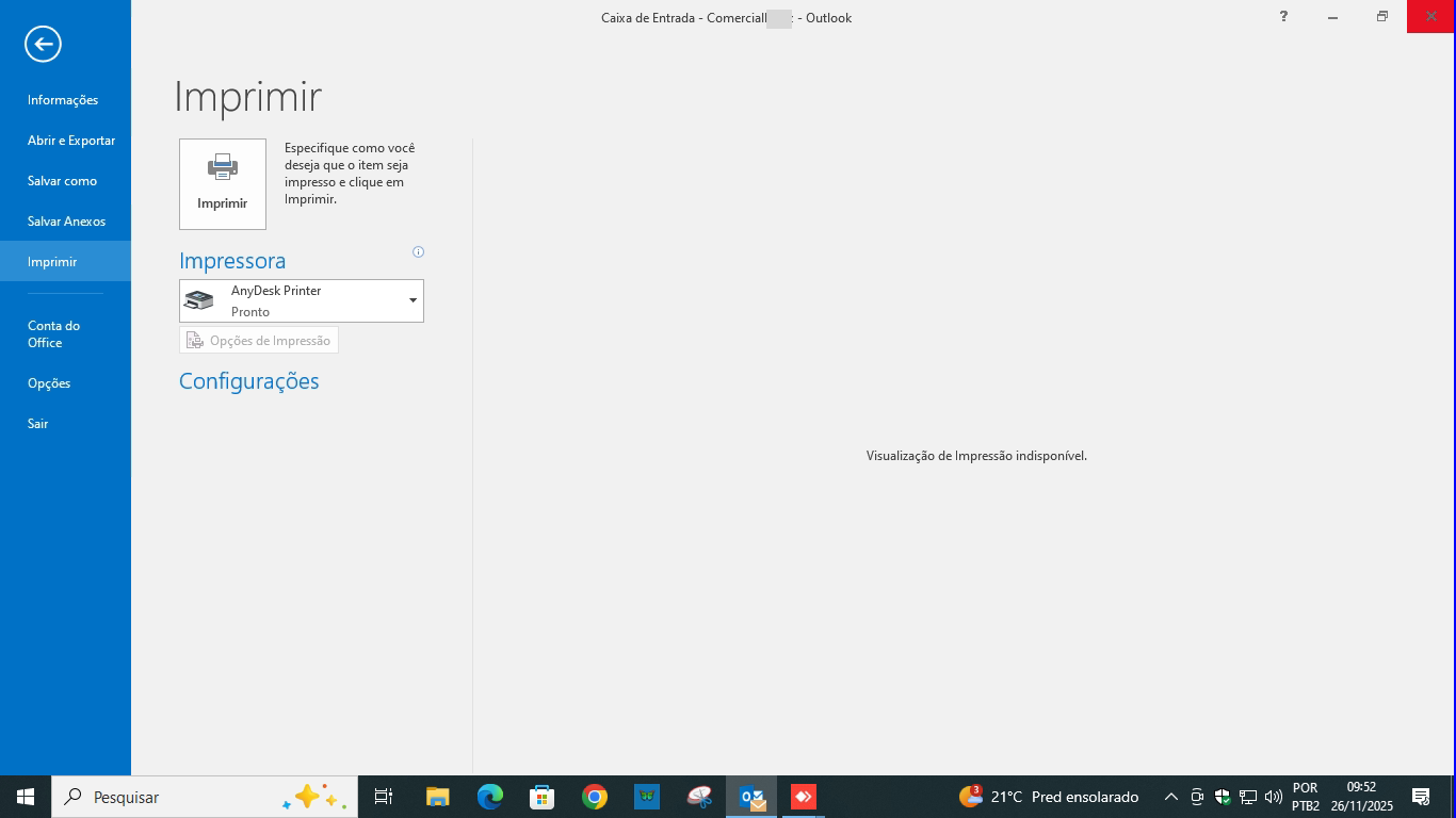 Quando o Outlook não tem pré-visualização de impressão 1 Outlook não tem visualização de impressão