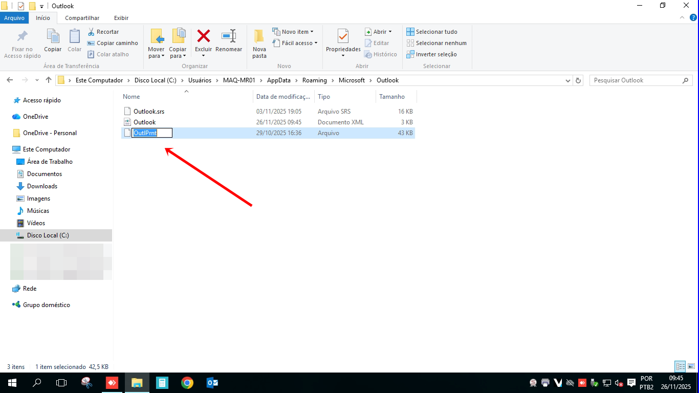 Quando o Outlook não tem pré-visualização de impressão 2 Renomear o arquivo de motor de impressão do Outlook