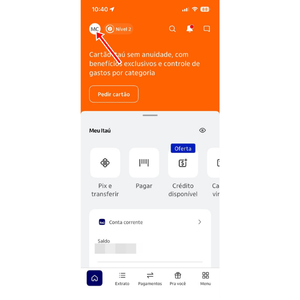 Itaú libera Gemini avançado grátis por até 12 meses: veja como resgatar no app 2 Clicar no perfil da conta