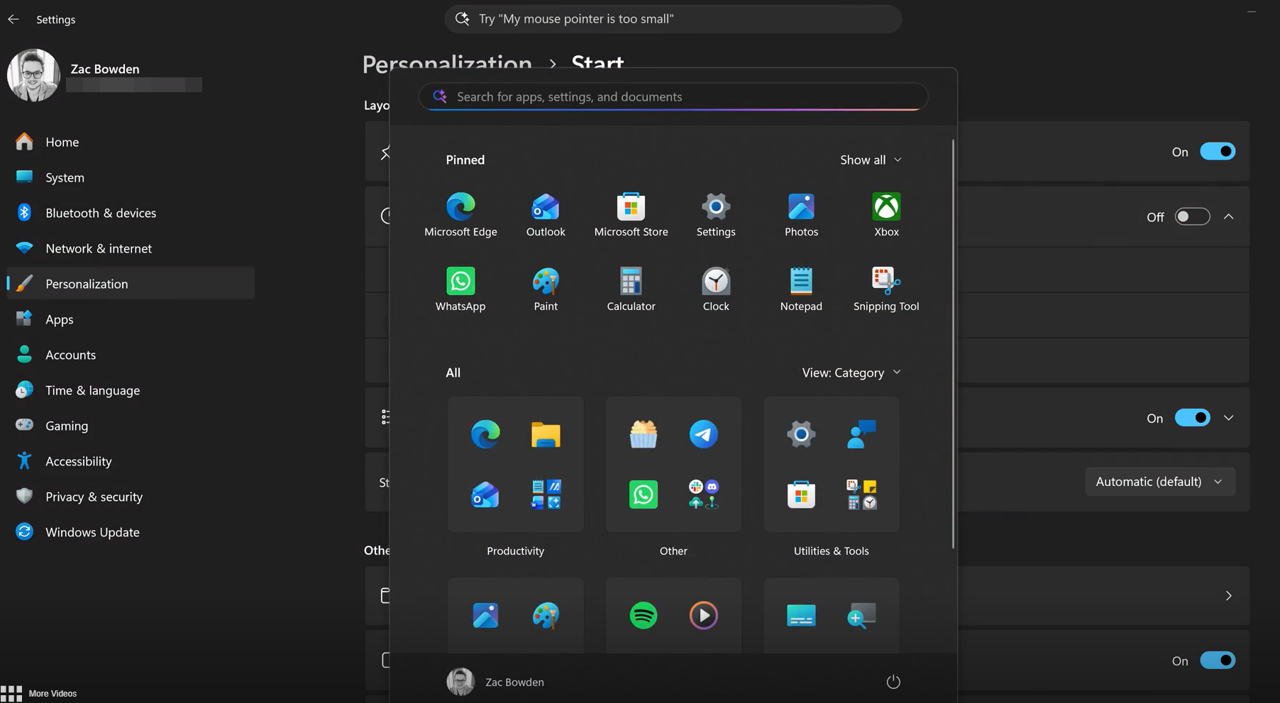 Novo Menu Iniciar do Windows 11: agora dá para desligar seções e ajustar o tamanho 4 Visualização sem os aplicativos mais utilizados