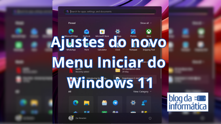 Ajustes do novo Menu Iniciar do Windows 11