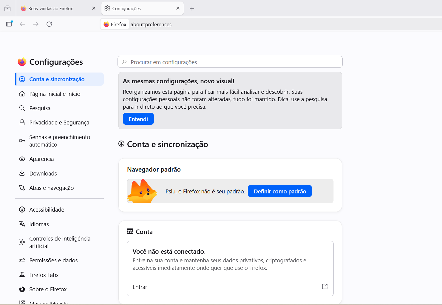 Firexox - Novo visual das configurações