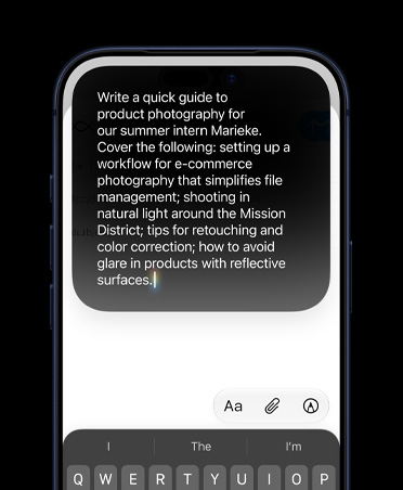 Siri AI: Texto rascunho - Divulgação Apple ios27-siri-ai-escrever-rascunho-texto-prompt