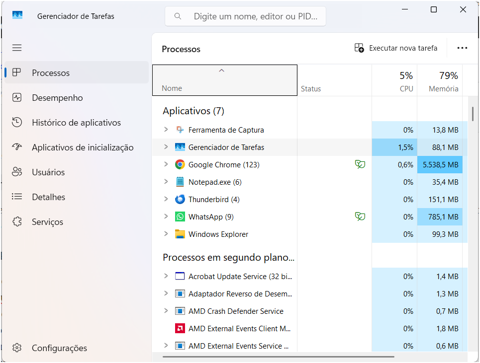 Memória RAM cara? 7 ajustes no Windows 11 para melhorar o desempenho 1 Gerenciador de Tarefas