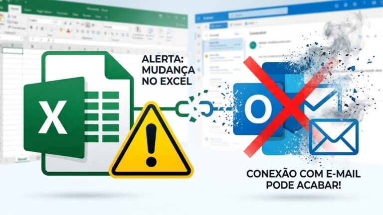 Tela aberta com o Excel e o Outlook demonstrando a quebra de conexão entre eles