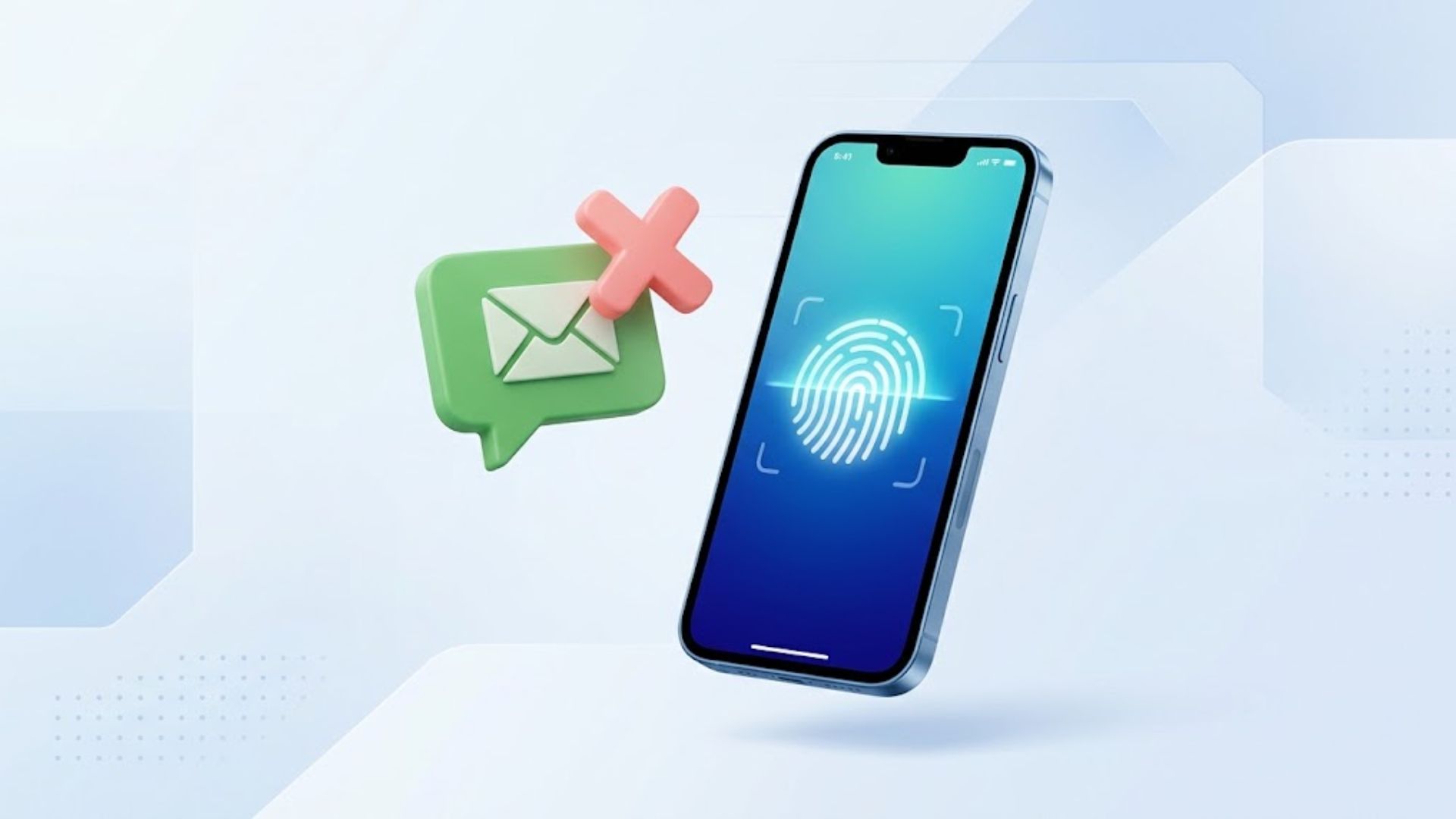 Smartphone à direita e um ícone de mensagens cortado à esquerda