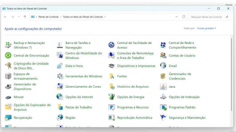 Painel de Controle no Windows 11