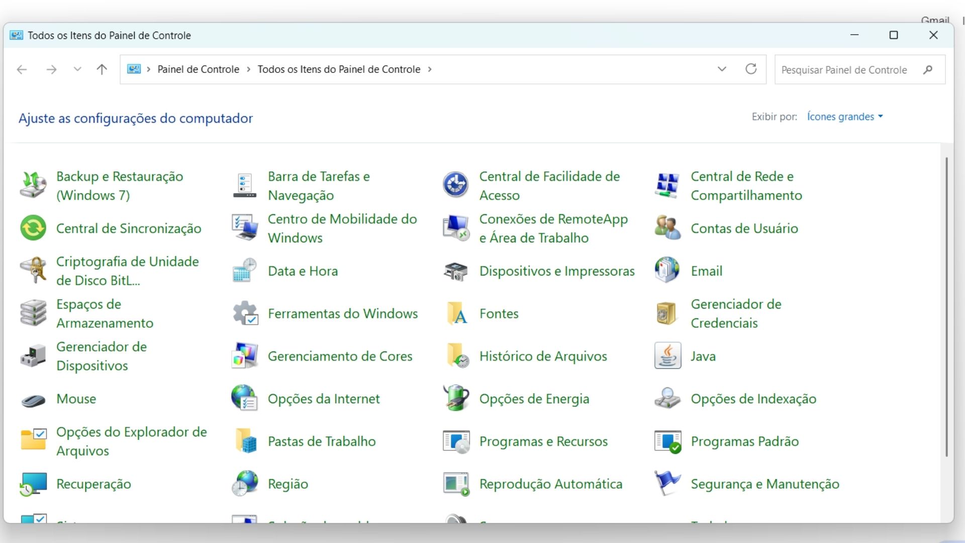 Painel de Controle no Windows 11