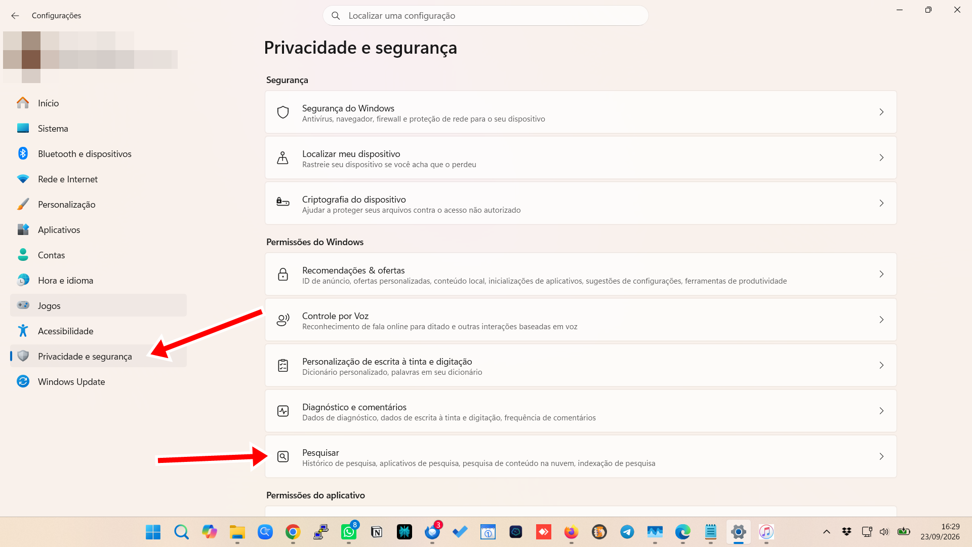 Windows 11 passa a indexar automaticamente as pastas que você mais usa na Busca 1 Configurações > Privacidade e Segurança > Pesquisar