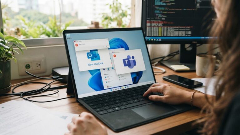 Notebook com tela do Teams e Outlook travando no Windows 11 ARM