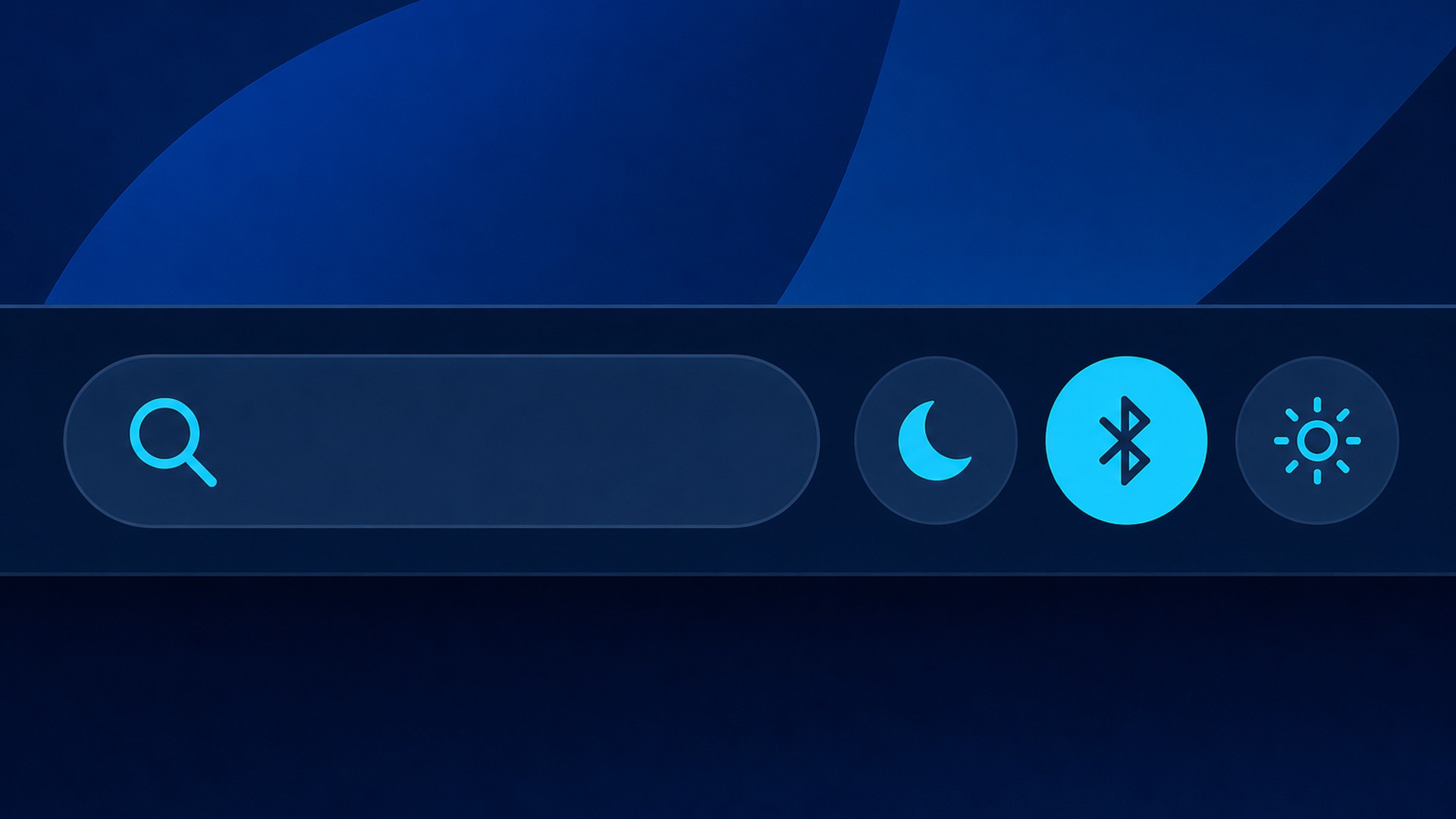 Ilustração da caixa de busca do Windows 11 com lupa e botões de ação rápida